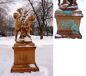Les chérubins, fontaine du 19e siècle, installée au parc Outremont, à Montréal.